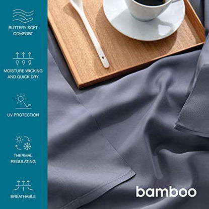 Picture of Bedsure 100% Bamboo Sheets Twin Size Cooling Sheets Deep Pocket Bed Sheets-Super Soft Hypoallergenic,Breathable - 3 Pieces 1 Fitted Sheet with 16 Inches, 1 Flat Sheet, 1 Pillowcases-Grey