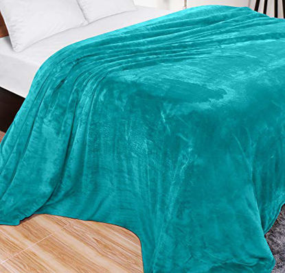 Picture of Utopia Bedding Fleece Blanket King Size Turquoise 300GSM Luxury Bed Blanket Fuzzy Soft Blanket Microfiber