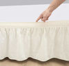 Picture of Biscaynebay Wrap Around Bedskirts with Adjustable Elastic Belts, Elastic Dust Ruffles, Easy Fit Wrinkle & Fade Resistant Silky Luxrious Fabric, Ivory for Full and Full XL Size Beds 25 Inches Drop