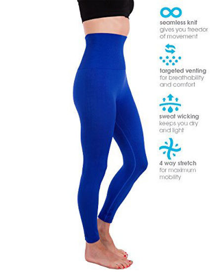 GetUSCart- Homma Activewear Thick High Waist Tummy Compression Slimming  Body Leggings Pant (Small, Royal)
