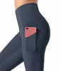 Picture of Dragon Fit High Waist Yoga Leggings with 3 Pockets,Tummy Control Workout Running 4 Way Stretch Yoga Pants (Small, Capri29-Ink Blue)