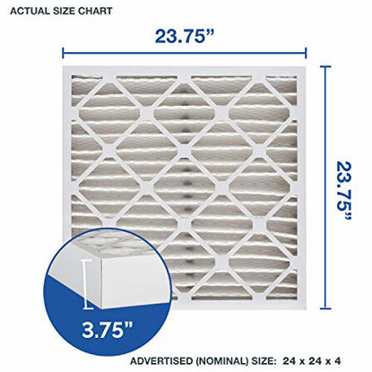 Picture of Aerostar Clean House 24x24x4 MERV 8 Pleated Air Filter, Made in the USA, (Actual Size: 23 3/8"x23 3/8"x3 3/4"), 6-Pack, White (24x24x4 MERV 8)