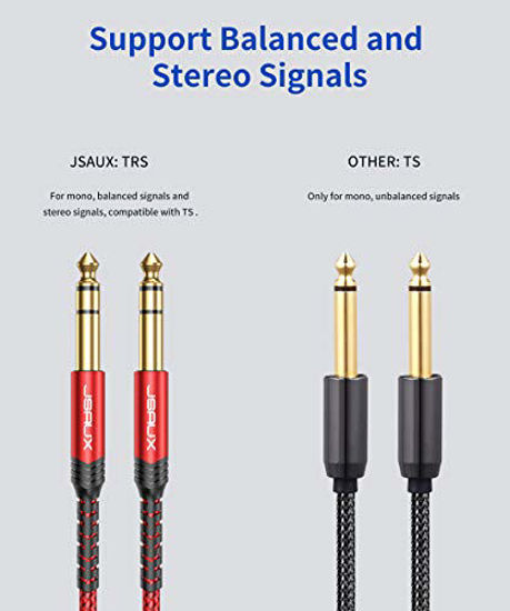 1/4 Stereo Cable, 6.35mm to 6.35mm Cable 10ft, 1/4 to 1/4 TRS Bidirectional  Stereo Audio Cable Jack