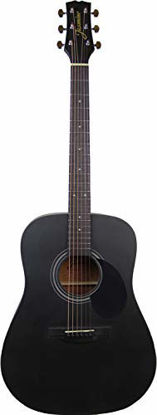 Picture of Jasmine S35 Acoustic Guitar - Matte Black Bundle with Gig Bag, Strings, Tuner, Strap, Picks, Instructional Book, DVD, Capo, and Austin Bazaar Polishing Cloth