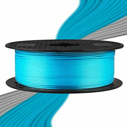 Picture of TTYT3D Shine Silk Turquoise Blue PLA 3D Printer Filament - 1.75mm 3D Printing Material 1kg 2.2lbs Spool with One Bottle of 3D Print Tool Extra Gift