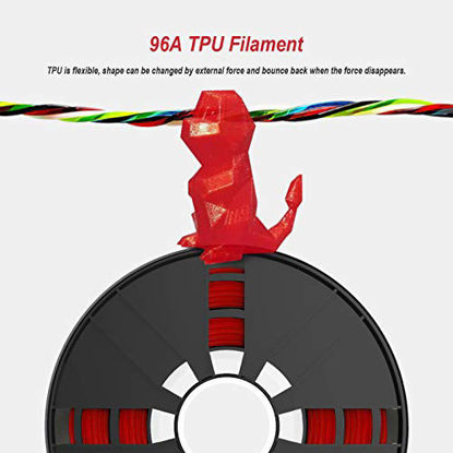 Picture of TPU Filament,Vacuum Sealed Flexible TPU Filament 1.75mm, Dimensional Accuracy +/- 0.05 mm, Red 3D Filament TPU 1.75