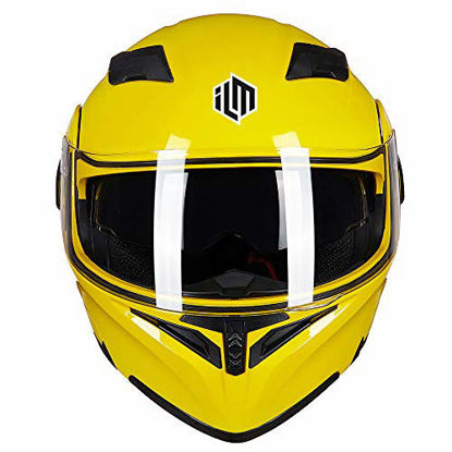 Picture of ILM Motorcycle Dual Visor Flip up Modular Full Face Helmet DOT 6 Colors (L, YELLOW)