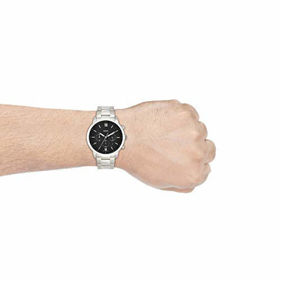 GetUSCart- Fossil Men\'s Neutra Chrono Quartz Stainless Chronograph Watch,  Color: Silver, Black Dial (Model: FS5384)