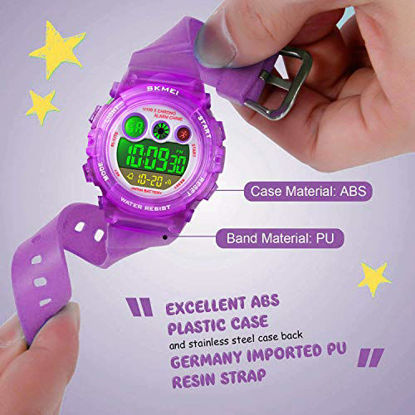 Picture of Watch for Girls Age 4-12, Purple Kids Digital Sports Waterproof Watches with Alarm Stopwatch, Children Outdoor Analog Electronic Watches Birthday Presents Gifts for Age 4-12 Year Old Boys Girls