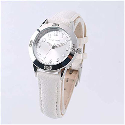 Picture of Ladies Watch Girls Watches for Gift Students Watches Simple Japanese Movement Casual Leather Band Watches for Ladies Fashion Women Watches(White)