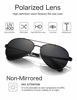 Picture of LUENX Men Aviator Sunglasses Polarized Womens Mirror Blue Lens Metal Black Frame with case