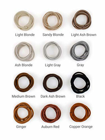 Picture of Small Light Blonde Hair Elastics, 2mm Mini 1 Inch Sized Match Hair Ties for Kids, Braids and Fine Hair - 48 Count