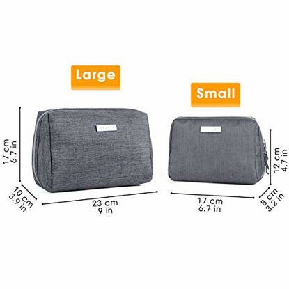 Picture of Large Makeup Bag Zipper Pouch Travel Cosmetic Organizer for Women and Girls (Large, Grey)