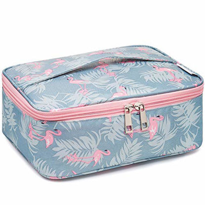 Picture of Travel Makeup Bag Large Cosmetic Bag Makeup Case Organizer for Women and Girls (Flamingo)