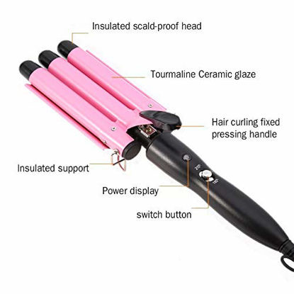 Picture of Hair Curling Iron 1 inch 3 Barrel Hair Crimper Ceramic Two Gear Temperature Control Hair Waving Styling Tools