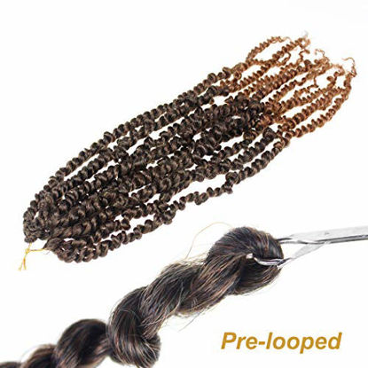 Picture of 8 Packs Pre-twisted Passion Twist Hair for Crochet 18 Inch Pre-looped Passion Twists Crochet Hair Extension Pretwisted Synthetic Crochet Braids (12Strands/Pack, T30#)