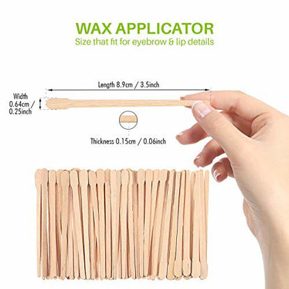 Picture of Mibly Wooden Wax Sticks 200 Pack - Eyebrow, Lip, Nose Small Waxing Applicator Sticks for Hair Removal and Smooth Skin - Spa and Home Usage (Pack of 200)