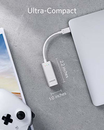 Picture of Anker USB C to Ethernet Adapter, USB C to Gigabit Ethernet Adapter, Aluminum Portable USB C Adapter, for MacBook Pro, MacBook Air 2018 and Later, iPad Pro 2018 and Later, XPS, and More