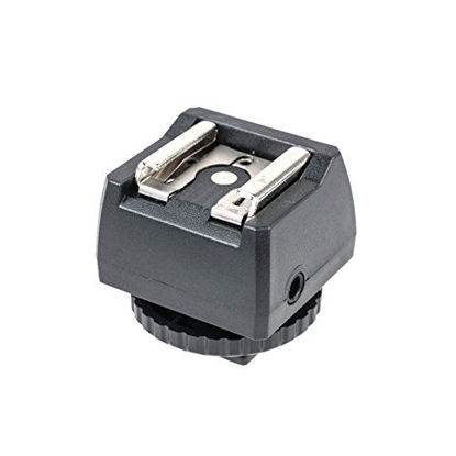 Picture of JJC Standard Hot Shoe Adapter with Extra PC sync Connection Port & 3.5mm Mini Phone Connection Port for Connecting Cameras to Additional Off-Camera Flash,Studio Light,Strobes or Other Accessories