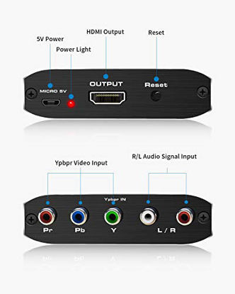 Picture of Component to HDMI, YPbPr to HDMI Converter, Koopman 5RCA RGB to HDMI Converter Adapter, Supports 1080P Video Audio Converter Adapter HDMI V1.4 for DVD PSP Xbox PS2 N64 to HDTV Monitor and Projector