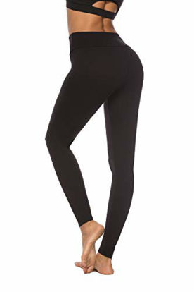Picture of DIBAOLONG Womens High Waist Yoga Pants Cutout Ripped Tummy Control Workout Running Yoga Skinny LeggingsBlack S