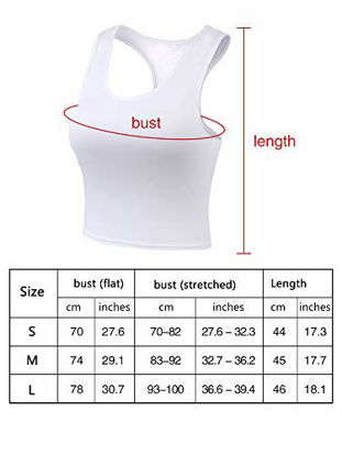 Picture of 4 Pieces Basic Crop Tank Tops Sleeveless Racerback Crop Sport Cotton Top for Women (Black, White, Wine Red, Navy Blue, Large)