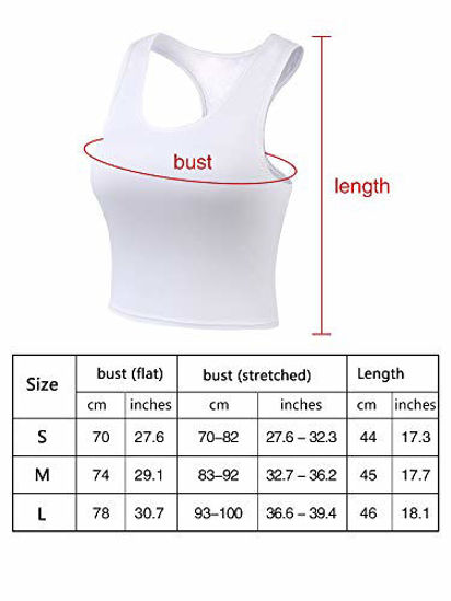 Picture of 4 Pieces Basic Crop Tank Tops Sleeveless Racerback Crop Sport Cotton Top for Women (Black, White, Wine Red, Navy Blue, Large)