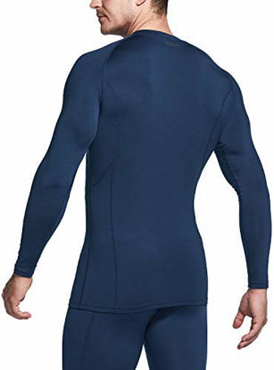 Picture of TSLA Men's Thermal Long Sleeve Compression Shirts, Athletic Base Layer Top, Winter Gear Running T-Shirt, Heatlock Round Neck(yud54) - Navy, X-Large