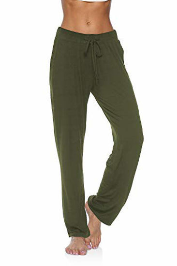 Picture of DIBAOLONG Womens Yoga Pants Wide Leg Comfy Drawstring Loose Straight Lounge Running Workout Legging Army Green M