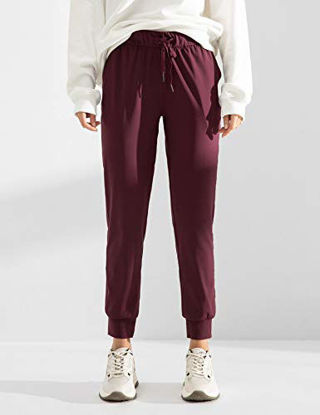 Picture of AJISAI Womens Joggers Pants Drawstring Running Sweatpants with Pockets Lounge Wear Sangria L