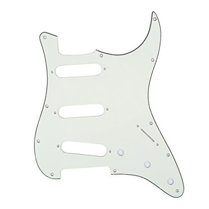 Picture of Musiclily SSS 11 Hole Strat Electric Guitar Pickguard and Back Plate Set for Fender American/Mexican Made Standard Stratocaster Modern Style Guitar Parts,3Ply Aged White