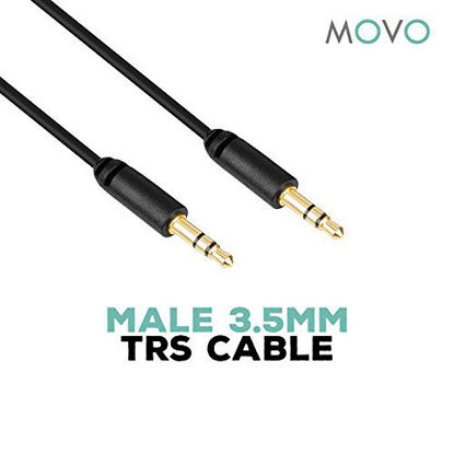 Picture of Movo MC6 Dual 3.5mm Male Stereo TRS to TRS Cable - Camera Patch Connects Mics, Audio Mixers to Camera, Recorders (Dual Male 20-Foot Extended TRS Cable) - 3.5mm Audio Cable for Filmmakers and Musicians