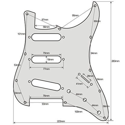 Picture of IKN SSS 11 Hole Strat Guitar Pickguard Tremolo Cavity Cover Backplate with Screws for Fender USA/Mexican Standard StratGuitar Part, 4Ply Black Pearl