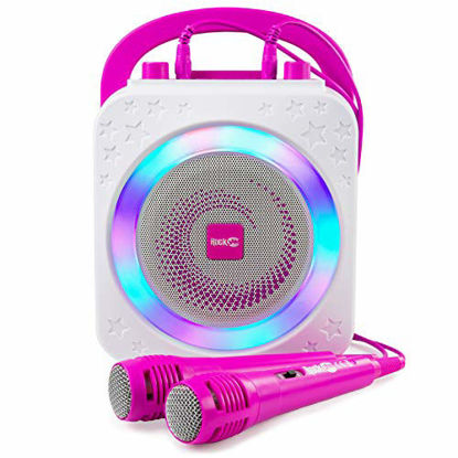 Picture of RockJam Party Karaoke Machine With Bluetooth, 10Watt Speaker & Two Microphones, Pink (RJPS150-PK)