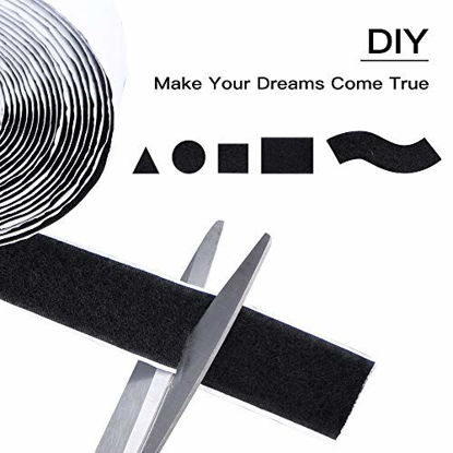 Picture of 16 Feet Length 0.75 inch Width Hook and Loop with Strong Self Adhesive Tape Strip Fastener (Black)