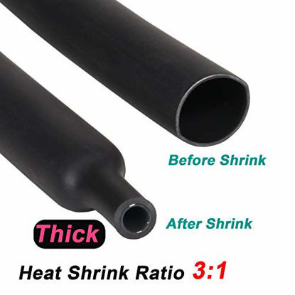 Picture of 1/2 inch 3:1 Waterproof Heat Shrink Tubing Kit, Large Marine Dual Wall Adhesive Shrinkable Wire Wrap Tube, Insulation Sealing Wear-Resistant Cable Protector by YUKSY (4ft, Black)