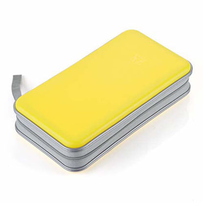 Picture of alavisxf xx CD Case, 96 Capacity Hard Plastic CD Holder Protective DVD Disc Storage Case Holder Portable Zipper CD DVD Organizer Storage Wallet for Car Home Travel (96 Capacity, Yellow)