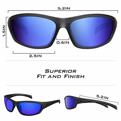 Picture of KastKing Hiwassee Polarized Sport Sunglasses for Men and Women, Matte Smoke Crystal Frame,Smoke Base Cobalt Mirror