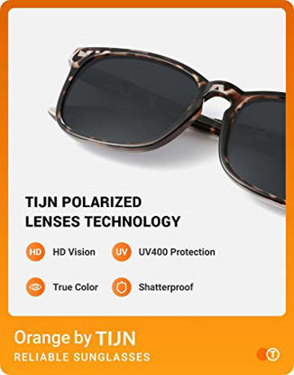 Picture of TIJN Polarized Sunglasses for Women Men Classic Trendy Stylish Sun Glasses 100% UV Protection (01-leopard(grey lens))