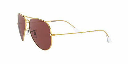 Picture of Ray-Ban RB3025 Classic Aviator Sunglasses, Legend Gold/Purple Polarized, 58 mm
