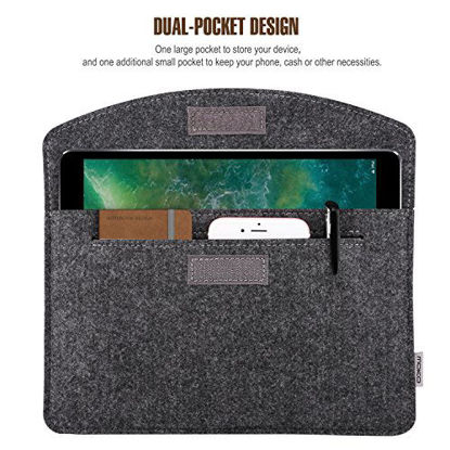 Picture of MoKo 9-11 Inch Felt Tablet Sleeve Bag Carrying Case Fits iPad Pro 11, iPad 8th 7th Generation 10.2, iPad Air 4 10.9, iPad Air 3 10.5, iPad 9.7, Galaxy Tab A 10.1, Tab S6, S6 Lite, S7 - Dark Gray