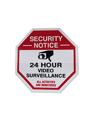 Picture of 8 Red Octagon-Shaped Video Surveillance System Security Door & Window Stickers 3 X 3 Inch Vinyl Decals
