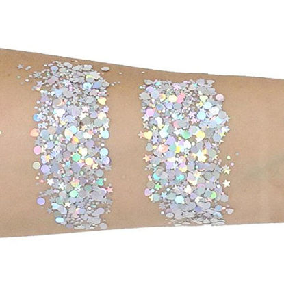 Picture of 10 Grams - Silver Holographic Cosmetic Glitter - Festival Rave Beauty Makeup Face Body Nail