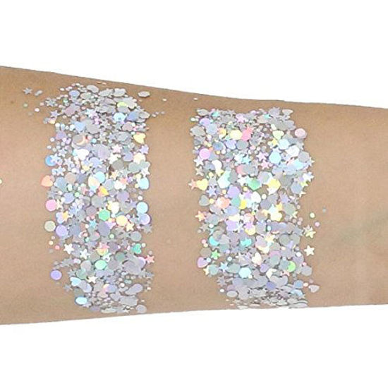 Picture of 10 Grams - Silver Holographic Cosmetic Glitter - Festival Rave Beauty Makeup Face Body Nail