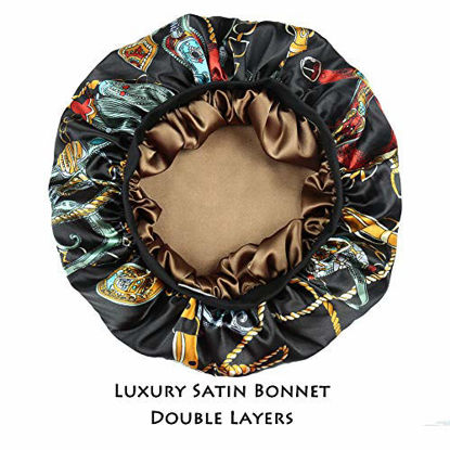 Picture of Satin Bonnet for Sleeping Double Layer Night Cap with Soft Elastic