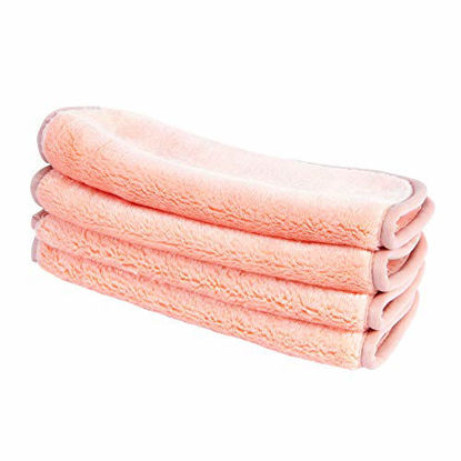 Picture of Eurow Makeup Removal Cleaning Cloth, 8 by 8 Inches, Coral, Pack of 4