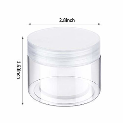 Picture of 6 Pack Plastic Pot Jars Round Clear Leak Proof Plastic Container Jars with Lid for Travel Storage, Eye Shadow, Nails, Paint, Jewelry (5 oz, Clear)