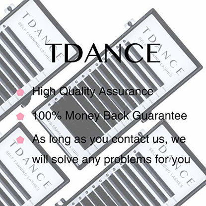 Picture of TDANCE Eyelash Extension Supplies Rapid Blooming Volume Eyelash Extensions Thickness 0.03 D Curl Mix 14-19mm Easy Fan Volume Lashes Self Fanning Individual Eyelashes Extension (D-0.03,14-19mm)