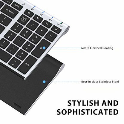 Picture of iClever BK10 Bluetooth Keyboard, Multi Device Keyboard Rechargeable Bluetooth 5.1 with Number Pad Ergonomic Design Full Size Stable Connection Keyboard for iPad, iPhone, Mac, iOS, Android, Windows