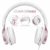 Picture of AILIHEN C8 Headphones with Microphone and Volume Control Folding Lightweight Headset for Cellphones Tablets Smartphones Laptop Computer PC Mp3/4 (Rose Gold)